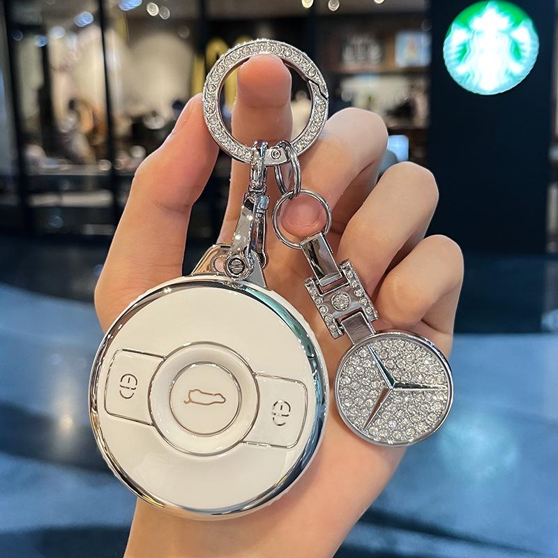 AABGZ1 New TPU Car Key Case Cover Shell Bag for Mercedes Benz Smart Fortwo 1 BRABUS 1 Benz SMART 2022 2023 Auto Keychain Accessories
