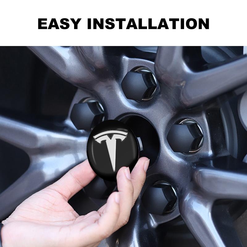 4pcs/Set 56mm Alloy Car Wheel Center Decal Hub 3D Sticker For Tesla Model 3 S X Y Style Roadster Invader Coil Mod WYE K80