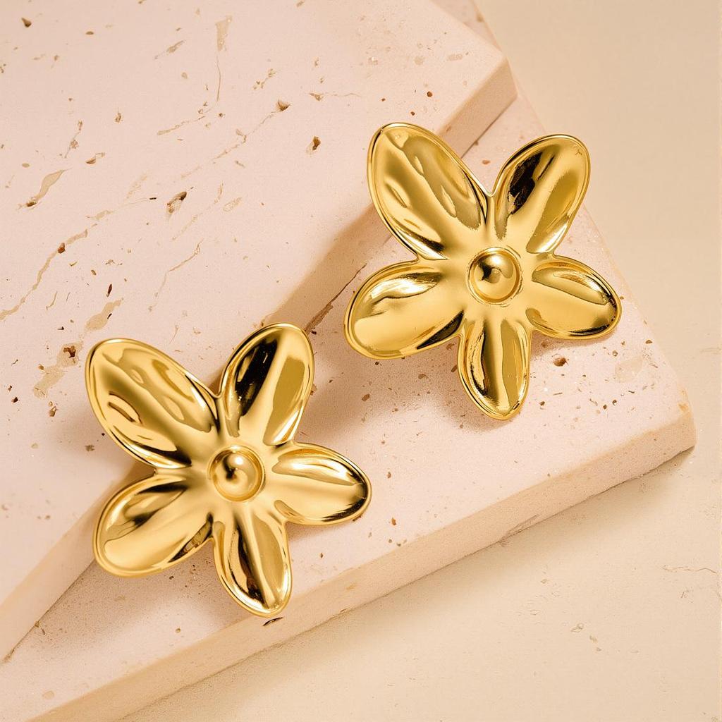 Geometric Irregular 18k Gold Titanium Steel Earrings for Women