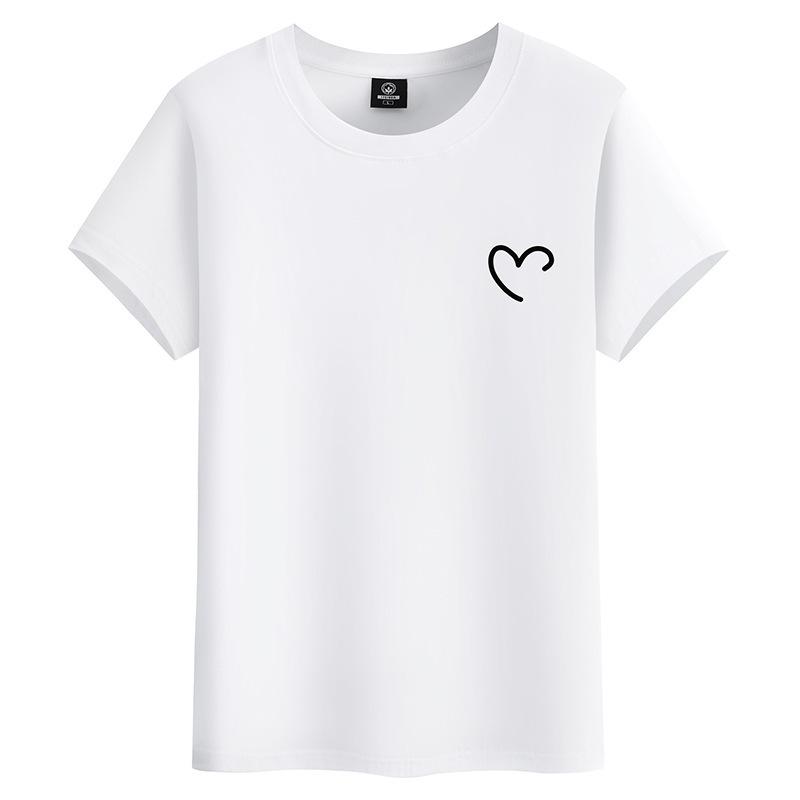 Heart Shape M-6XL Pure Cotton Mens Short-sleeved T-shirt Round Neck Boy Casual Tee Shirt