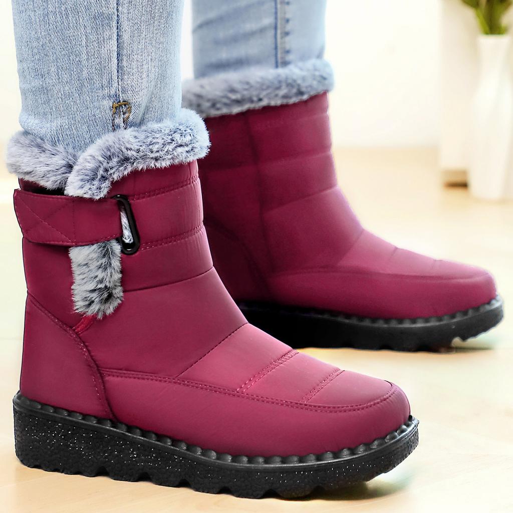 Women's Fashion Lightweight Height-enhancing Soft Sole Winter Warm Fur One Snow Boots Velvet Lined Non-slip Casual Sports Cotton Boots