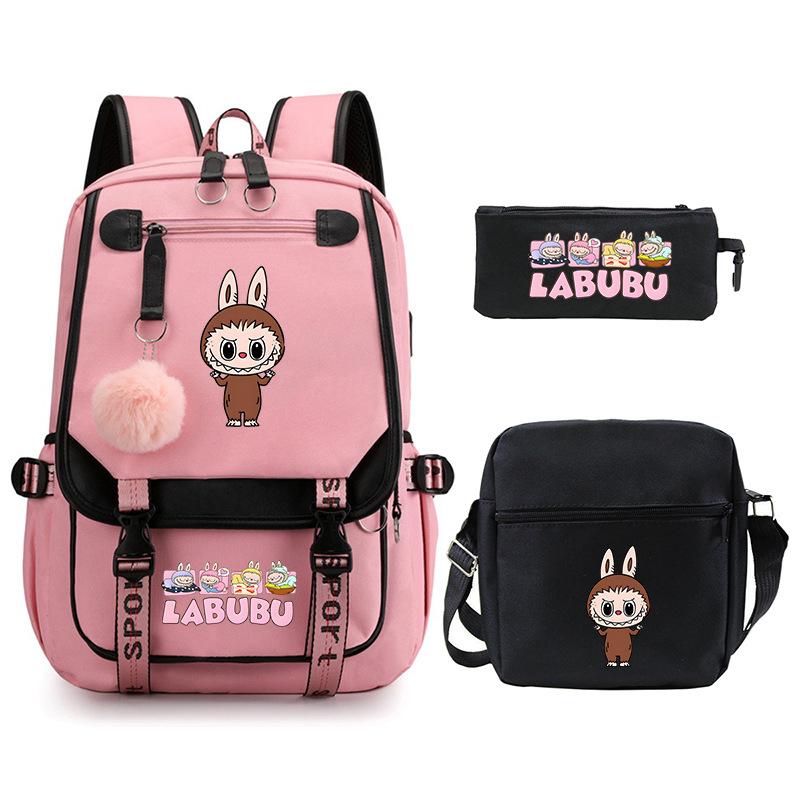 Cartoon Printed Children's Backpack Large Capacity Campus Trend Student Schoolbag Three-piece Set