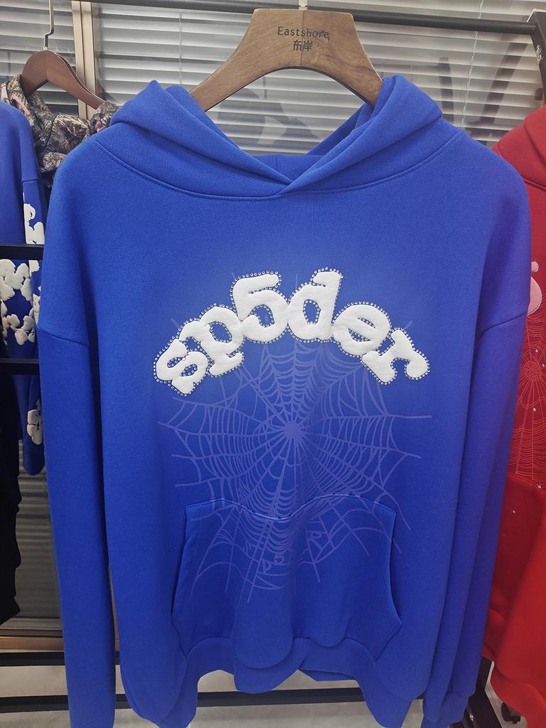 European and American Trendy Brand Sp5der Spider Web Print Hooded Sweater for Men and Women Loose Heavy Fleece Hip Hop Couple Hoodie