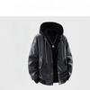 Spring and Autumn New Hooded Fake Two-piece Leather Jacket Men's Riding Motorcycle Street Riding Leather Jacket