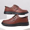 Men's business leather shoes Four seasons fashionable middle-aged dad shoes trendy retro men's lace-up casual leather shoes
