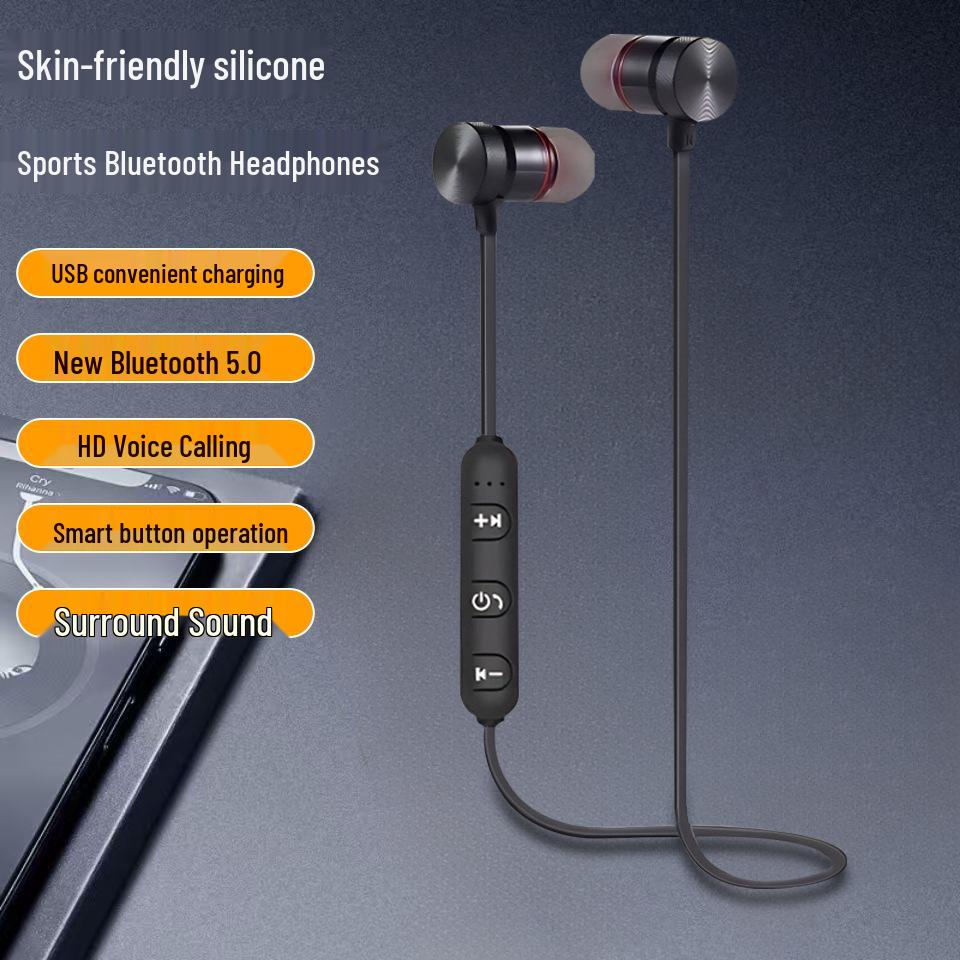 Binaural Stereo Bluetooth 5.0 Sports Earphones: Long Standby, Magnetic, Noise Reduction for Running