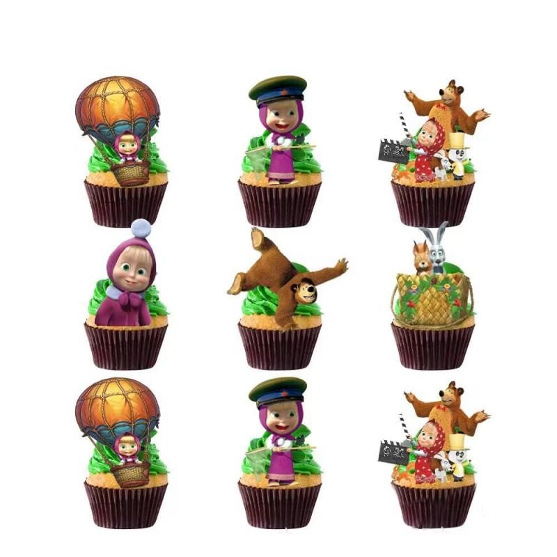 Masha And Bear Birthday Party Decorations Party Tableware Cake Flag Napkin Candy Box Backdrop Balloon Baby Shower Party Supplies