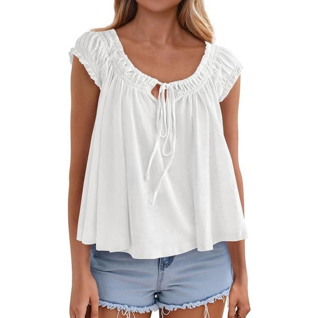 Fashionable Women's Temperament  Ruffle Edge Shirt Pleated Top