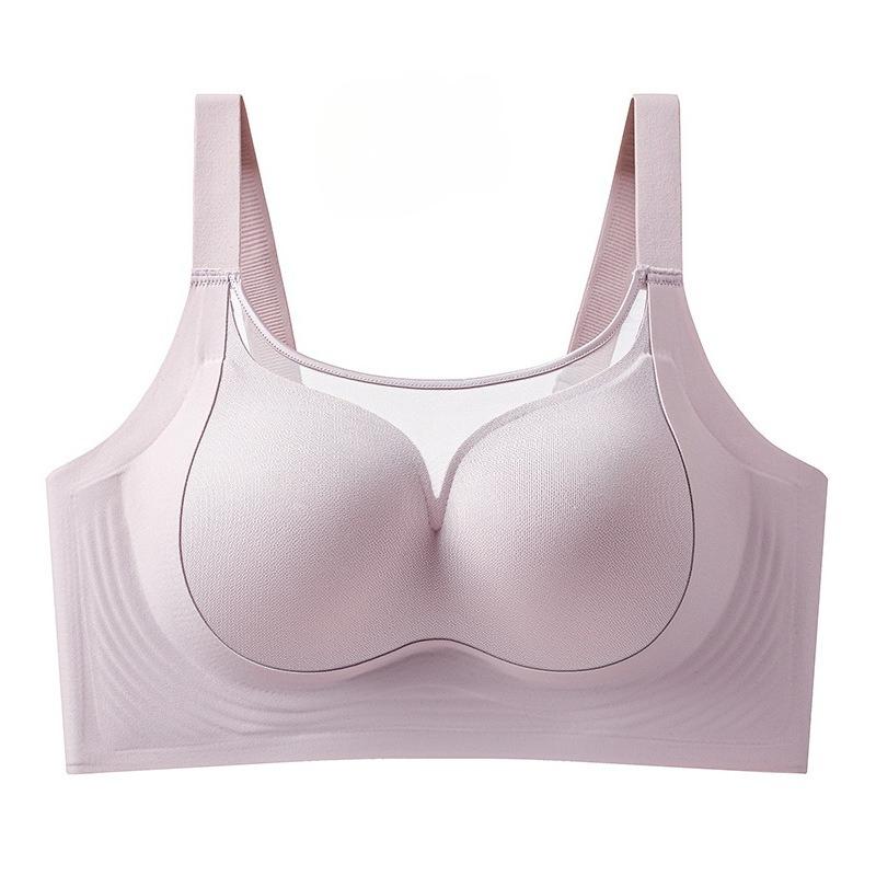 Plus Size Full Cup Bust Minimizer Bra, Thin Wireless Push Up Anti-Sagging Side Support Women's Bra