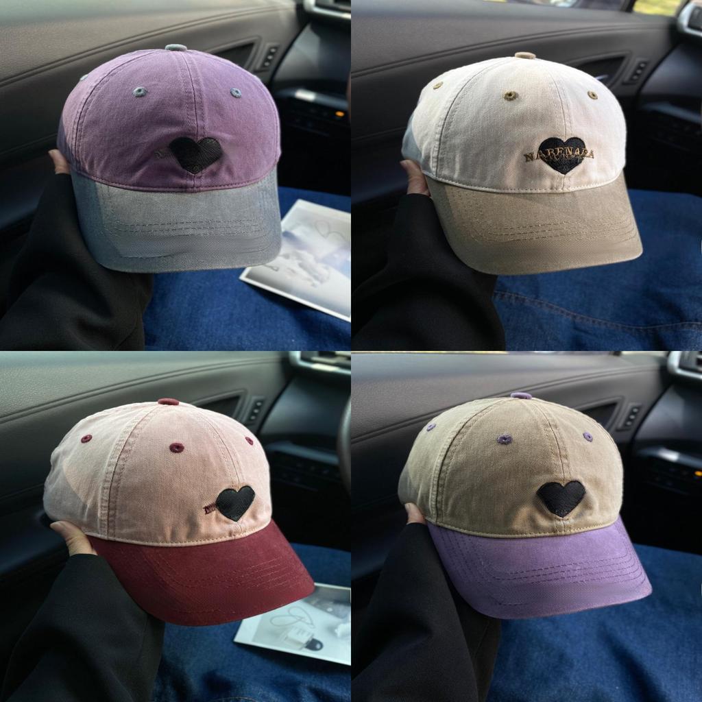 Korea Style Casual Heart Embroidered Baseball Cap With Adjustable Fit For Summer Wear