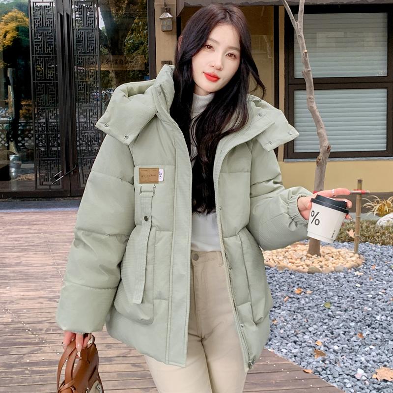 Women's Long Anti-season Thickening Tooling Cotton-padded Jacket Leisure Relaxed Student Hong Kong Wind Cotton-padded Jacket