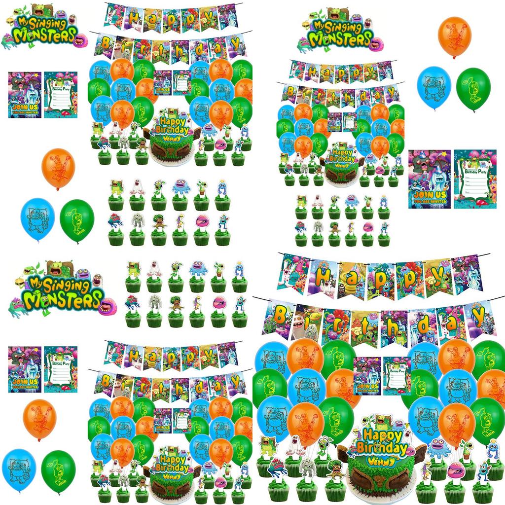 Vibrant My Singing Monsters Birthday Party Supplies Balloons Banners Cake Toppers And Invitation Cards