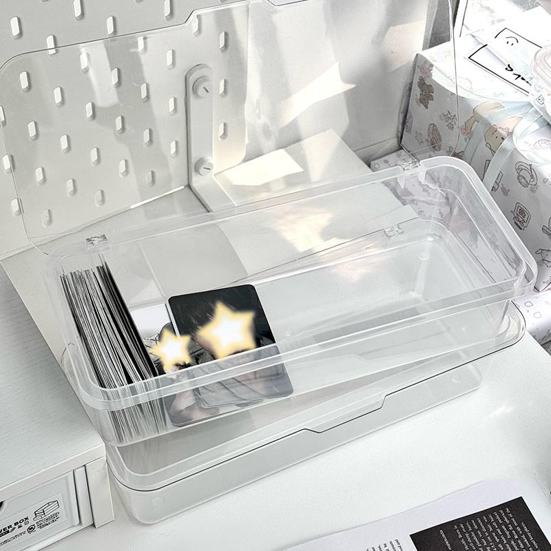 Idol Photo Storage Case Transparent Plastic Box Kpop Photocards Collection Organizer Jewelry Storage Supplies Desk Organizer Box