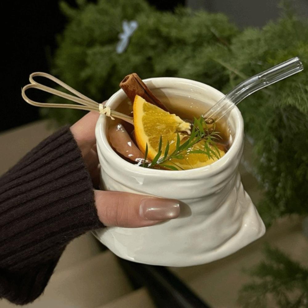 Non-slip Bag Ceramic Cups Large-caliber Irregular Mugs Tea Cup Coffee Cups  Household
