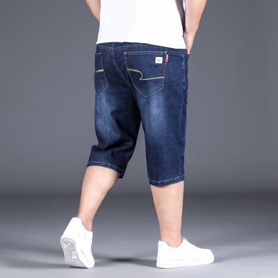 Letnie nowe męskie spodenki jeansowe w dużych rozmiarach Elastyczne luźne spodnie dżinsowe Tide Męskie grube pięciominutowe spodenki