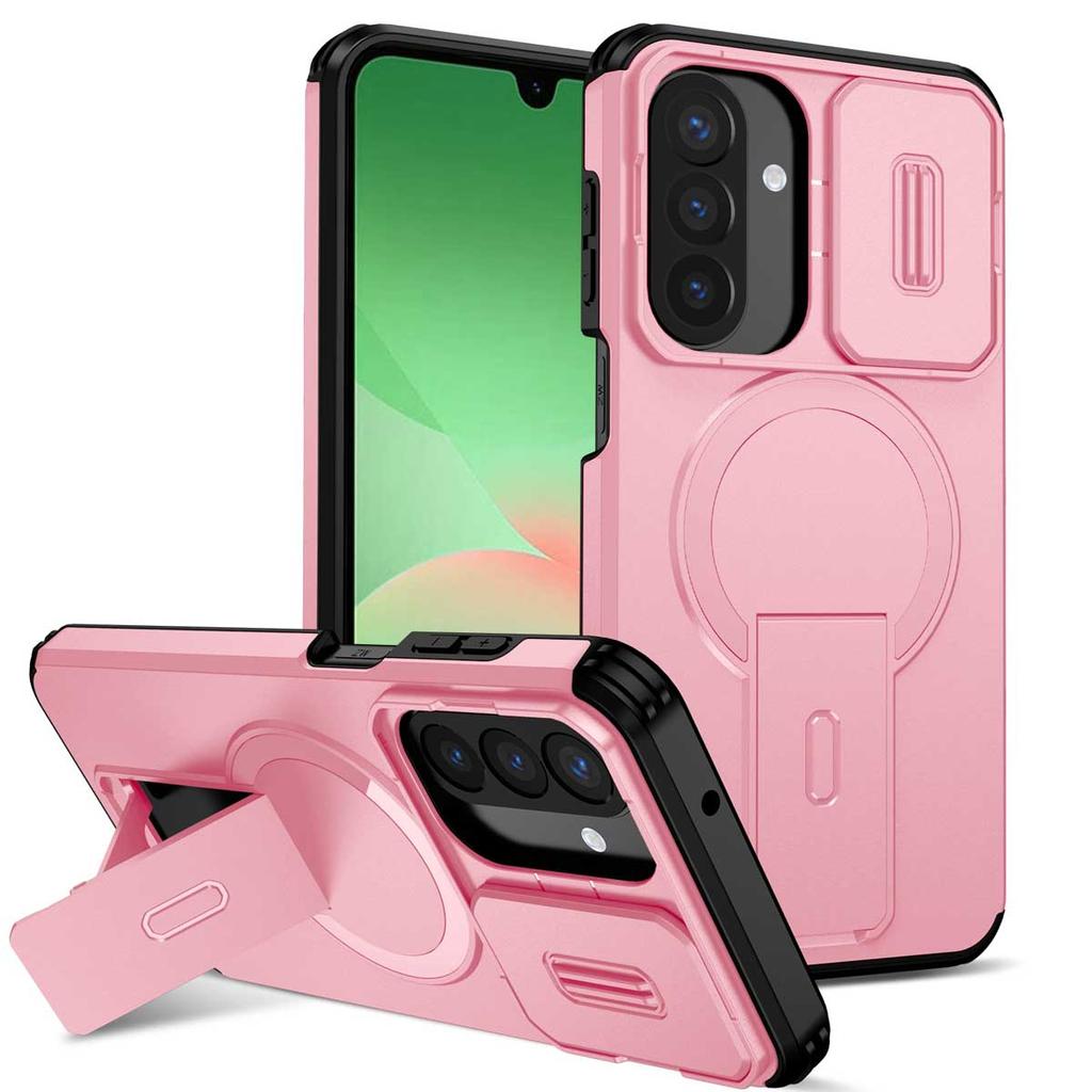 Voor Samsung Galaxy A57 A37 A17 A56 A36 A26 A16 A55 A35 A25 A15 Magnetische Ringhouder Schuifbare Camera Lens Bescherming Telefoonhoes
