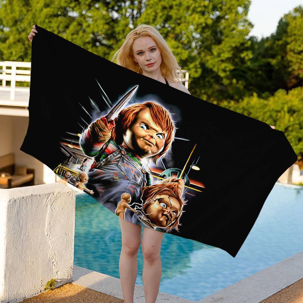 Classic Horror Movies Childs Play Anime Beach Swimming Towel Soft Absorbent Washcloth Children's Gifts For Kids Travel Camping