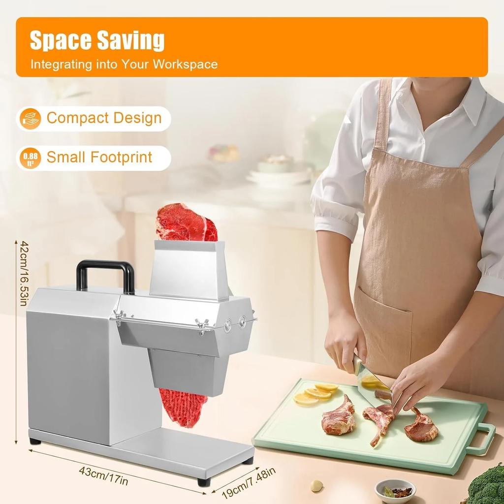 Commercial Meat Dicing and Tenderizing Machine, 110V 450W Heavy-Duty Meat Dicing and Tenderizing Tool,Food-Grade Stainless Steel