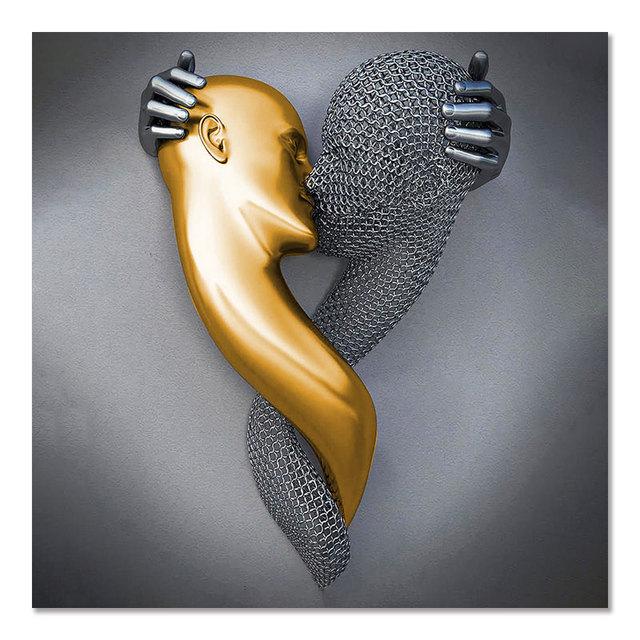 

Современная металлическая фигурка, статуя, художественная картина на холсте, романтические абстрактные постеры и принты, настенная живопись для гостиной, домашний декор, Куадрос 21cm×30cm No Frame