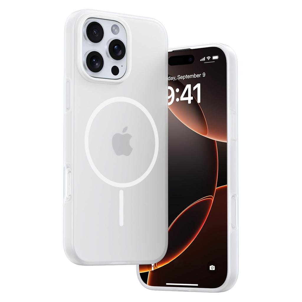 For iPhone 16 Pro Max Case Compatible with MagSafe Ice-Transparent Liquid Silicone+PC Phone Cover