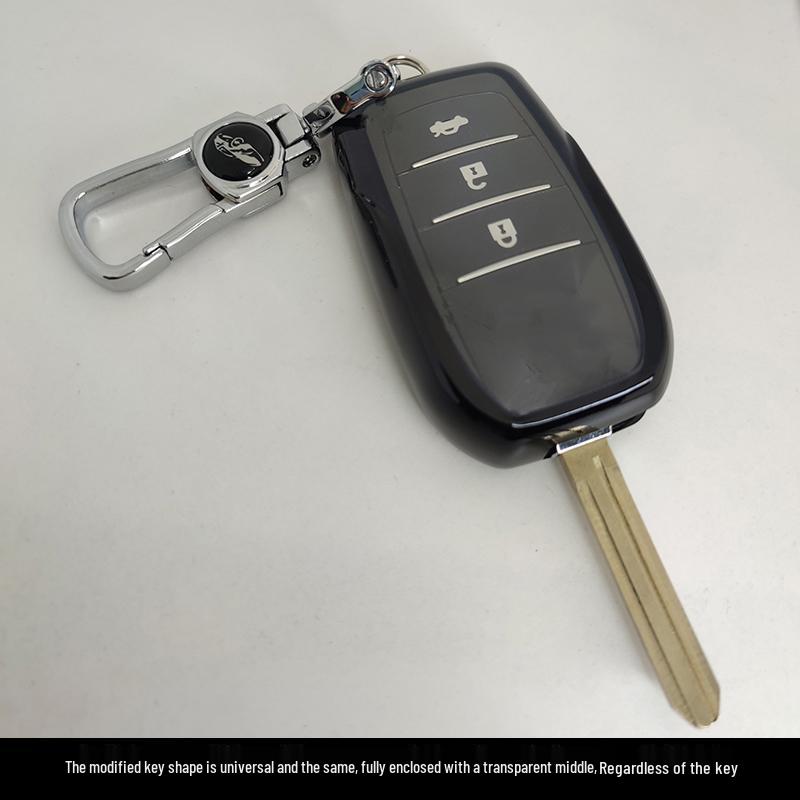 Compatible Folding Key Case for Toyota Vios, Yaris, Camry, and Corolla with Aftermarket Key Bag Buckle.