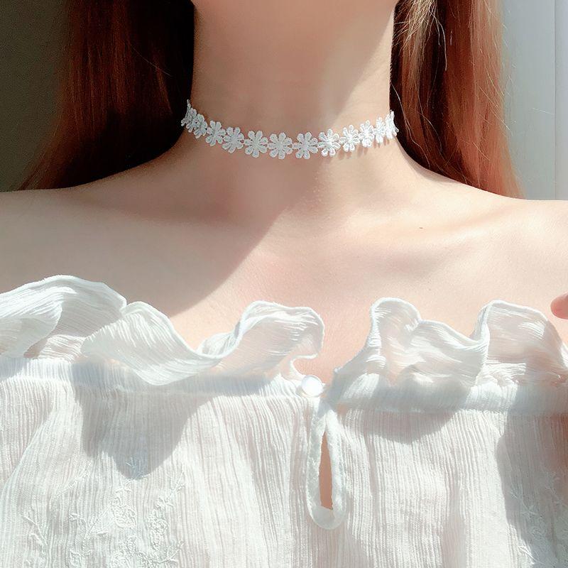 

Колье Цепочка на ключицу Женское Стерлинговое серебро Аксессуары для шеи Воротник 925 Sterling Silver White Petal Neck Band