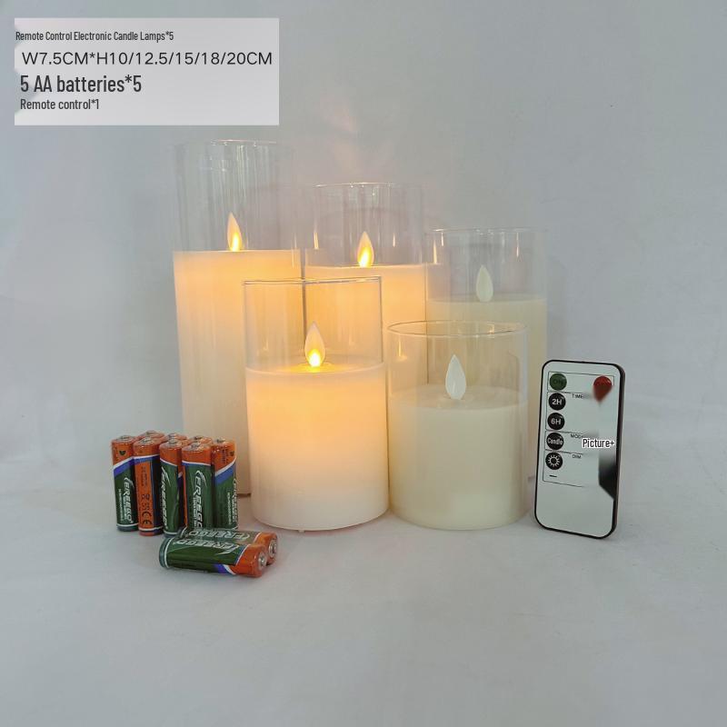 Remote-Controlled LED Glass Candle Lamp with Flickering Flame - Ideal for Romantic Home Decor and Weddings