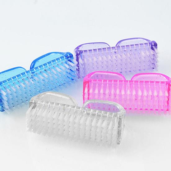 4Pcs Plastic Handle Grip Nail Dust Brush Fingernail Scrub Cleaner Pedicure Tools