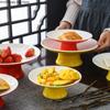 Ceramic Plate Fruit Tray Stilt Refreshment Tray Hand Painted Plum Decoration Plate Dessert Snack Dishes Salad Bowl Tableware