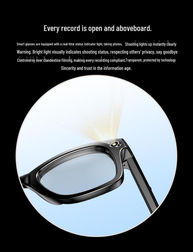 AI W600 Smart Glasses: Bluetooth Camera with Video Recording, Image Stabilization, Voice Recognition, Call and Translation Features.