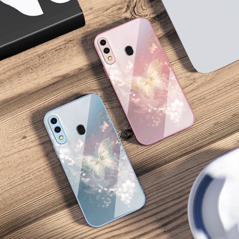 Dreamy Striped Butterfly For Samsung A73 72 71 A70 56 55 54 A53 52 51 50 42 A35 A34 33 32 31 26 25 24 23 22 30 Glass Phone Case