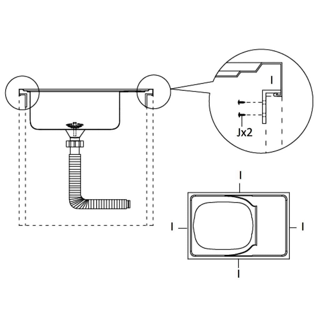 Sink with Drain Board Set Silver 1000 x 600 x 155 mm Stainless Steel