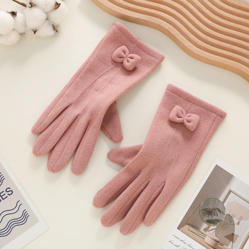 Warm gloves women's fleece cold-proof outdoor riding electric car rabbit down bow autumn and winter gloves