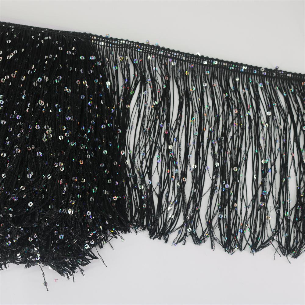 20Cm Wide Sequin Double-Wire Encrypted Nylon Row Beard Fringed Lace Latin Dance Clothing Accessories