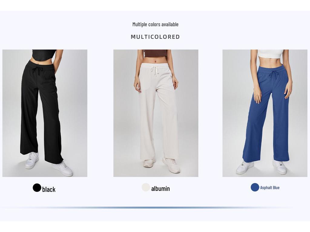 Women's High Waist Wide Leg Yoga Pants with Sun Protection and Pockets