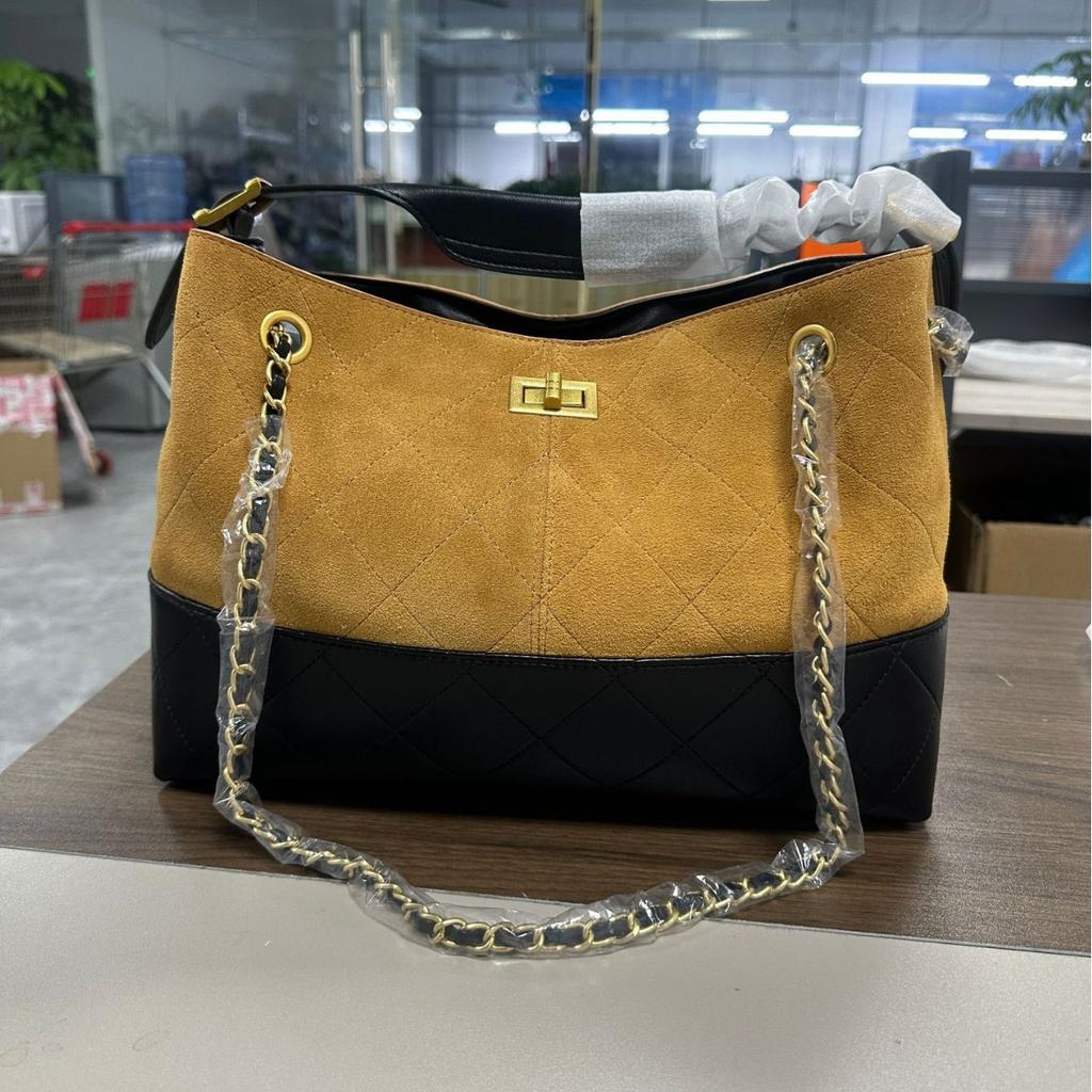 Bolsa de Corrente Grande com Diamantes Estilo Novo Xiaoxiang Transfronteiriça Cor Retro Combinada Bolsa Tote Despojada Bolsa de Ombro Mensageiro para o Dia a Dia
