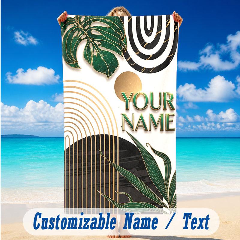 Decorative Artwork Theme Beach Towel Personalized Custom Name & Text Soft Quick Dry Beach Towel for Swimming Travel