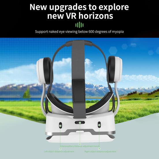 VR Glasses Adjustable Angle Stereo Sound 100-Degree Viewing Ultra-Clear Lens One-click Answer Watch