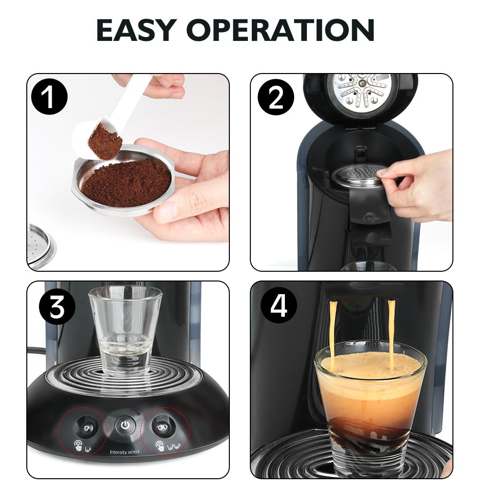 Icafilas Para Máquina Philips Senseo Cápsulas de Café de Aço Inoxidável Tampas Reutilizáveis Filtração Cafeteira de Café Espresso