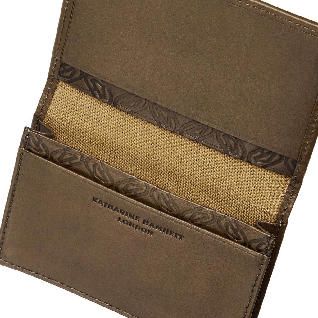 Katharine Hamnett London VEGA Business Card Made of Premium Japanese Cowhide Antique Organic Holder, Leather, Style, Cotton, 490-52101, Brown,