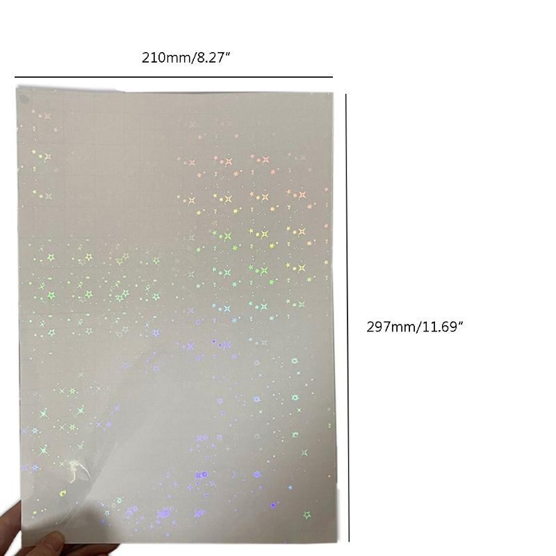 5 Sheets Clear Holographical Overlay Lamination Vinyls Self-Adhesive Laminate Waterproof Vinyls Sticker Paper