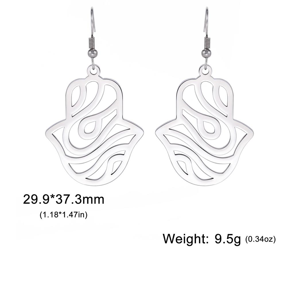 Dawapara Hamsa Hand Dangle Earrings Filigree Evil Eye Fatima Hand Evil Eye Pendant Stainless Steel Je Jewelry