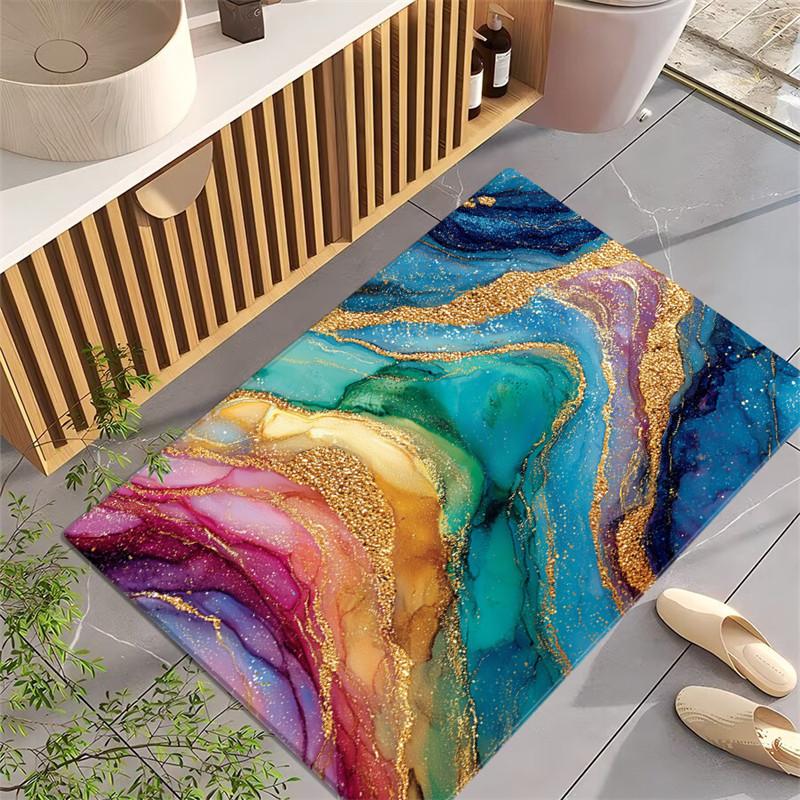 Abstraktes Aquarellmuster Badezimmermatte Mode Memory-Schaum Fußmatten Saugfähig Weich Küchenteppich Fußmatte
