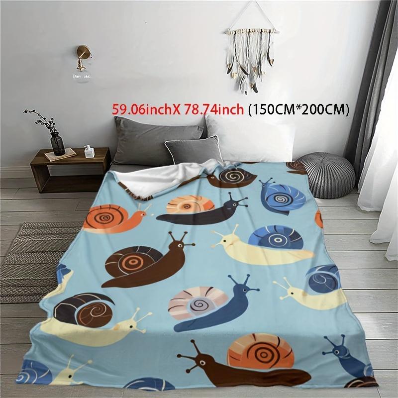 Cozy Snail Party Print Flannel Throw Blanket - Soft, Warm & Versatile for Naps, Sofa, Office Bed, Camping - All-Season Gift Idea