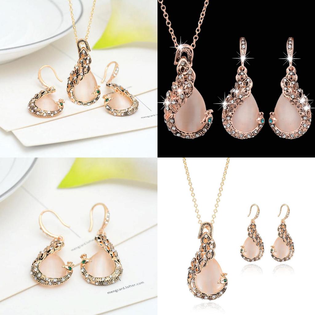 Timeless Women Crystal Jewelry Set With Stunning Peacock Design Necklace And Earrings For All