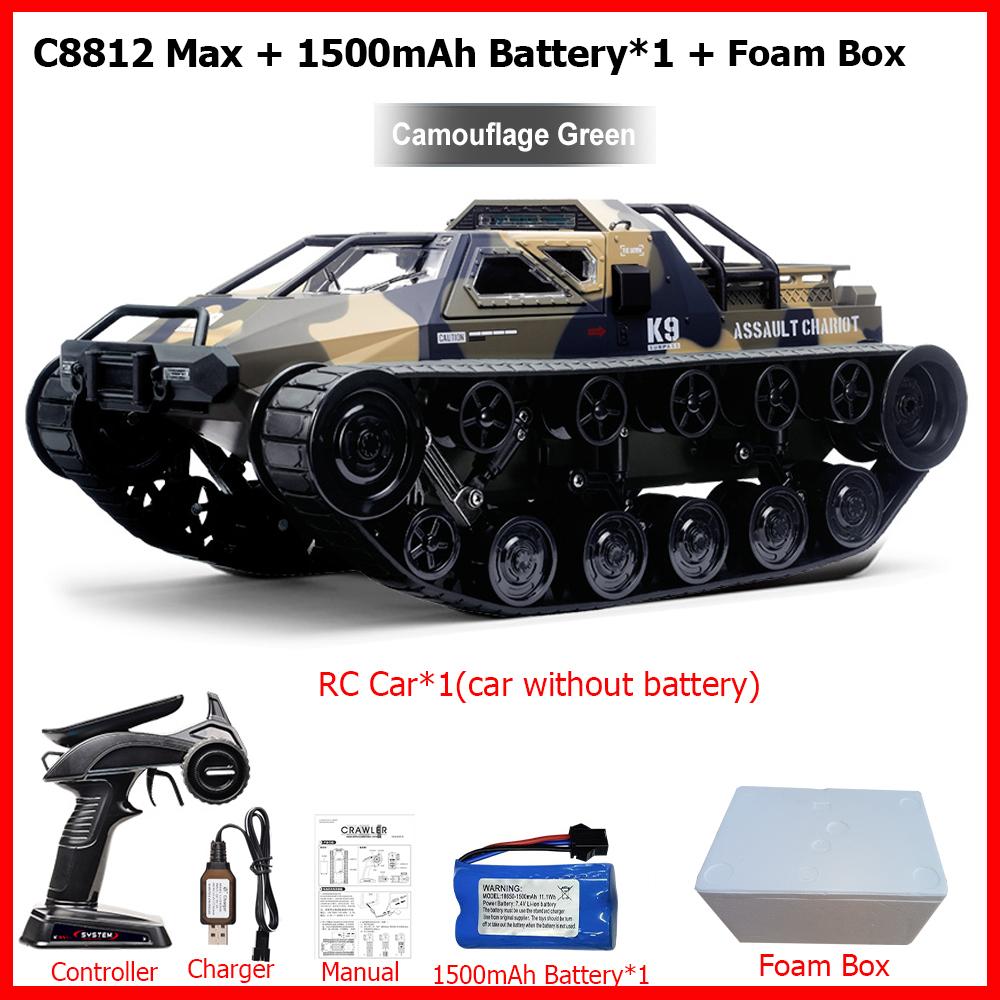 New Upgrade C8812 MAX / C8812 RC Car Full Scale Tracked Tank Simulation LED Light Drift Remote Control Off-Road Vehicle for Kids