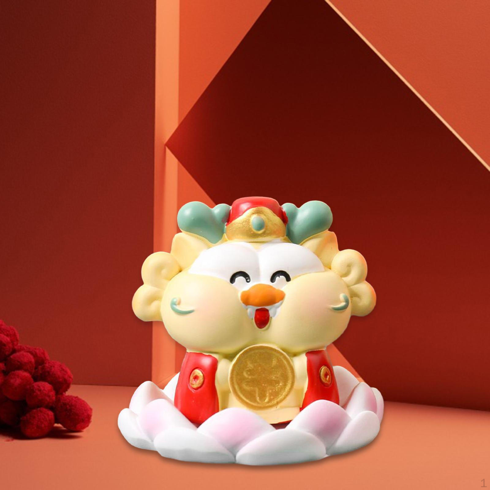 Chinese God of Wealth Dragon Figurine Cai Shen Statue Resin Desk Ornament for Birthday Gift Style A