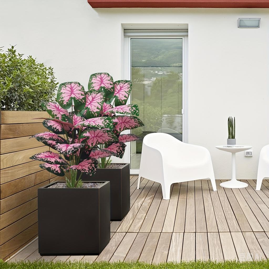2pcs Outdoor Artificial Plants with A Realistic Touch, Featuring Colorful Monstera Leaves, Indoor/Outdoor Decor