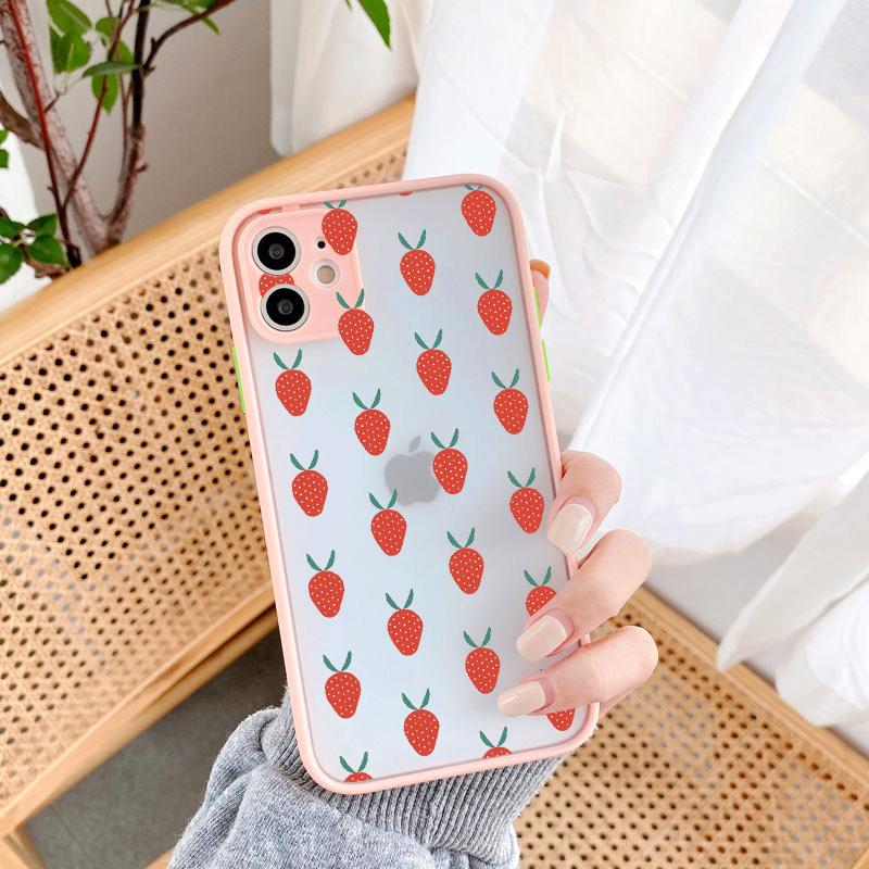 Sommer-Frucht-Handyhülle für iPhone X XR XS MAX 13 12 11 14 15 Pro Max Erdbeere für iPhone 7 8 Plus SE2020 Stoßfeste Hüllen