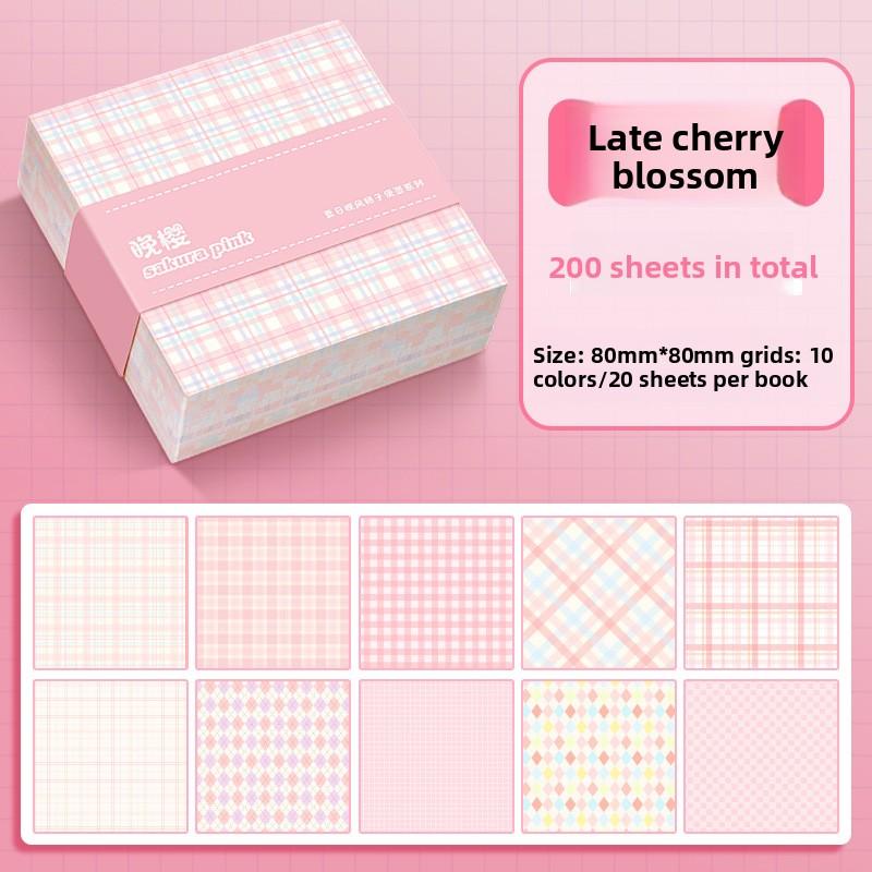 Simple Grid Square Notes Non-sticky Journal Diary Message Scrapbook Material Decorative Backing Paper Back To School  Memo Pad